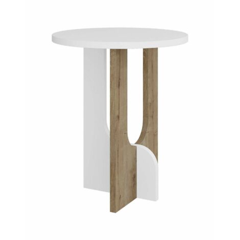 Dmora - Table basse Dpa, Table basse, Porte-revues pour canapé, Etagère de salon, 40x40h47 cm, Blanc et chêne (1/5)
