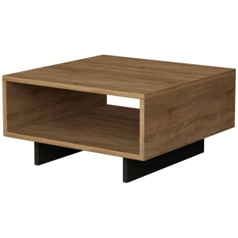 Dmora - Table basse Dmasolin, Table basse, Porte-revues pour canapé, Etagère de salon, 60x60h32 cm, Chêne et Anthracite (1/3)