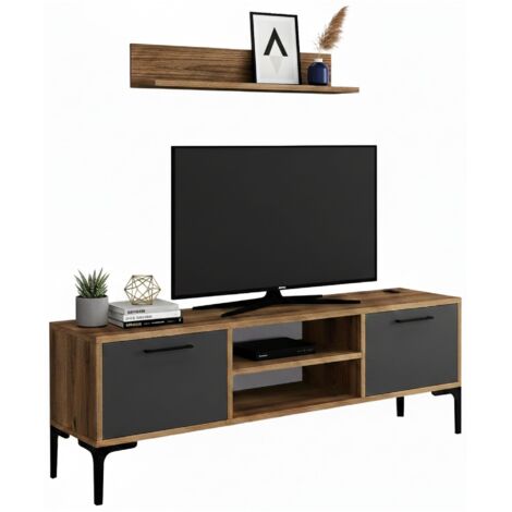 Meuble D'entrée Calista 90x35x200 Cm - Porte-manteau Et Rangement - Noyer/anthracite - Design Moderne - 10