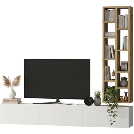 Meuble TV Bas 180x31x50cm - Buffet Salon Rangement - Design Moderne Beige - Support Jusqu'à 25kg