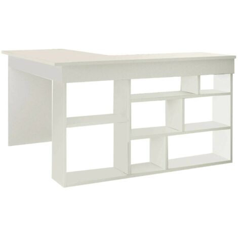Dmora - Bureau Dfavasul, Pupitre polyvalent, Table de bureau pour PC, Plan de travail, 129x120h72 cm, Blanc