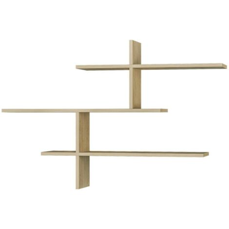 Dmora - Étagère murale Urania, Étagère, Tablette murale, Rayonnage polyvalent, 123x22h81 cm, Chêne, avec emballage renforcé (1/4)