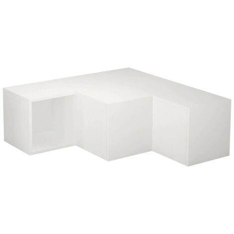 Dmora - Meuble TV Dfallett, Buffet de salon, Armoire basse pour TV, Base murale de rangement, 90x92h32 cm, Blanc (1/4)