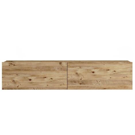 Dmora - Meuble TV Aelius, Buffet de salon, Armoire basse pour TV, Base murale de rangement, 140x32h29 cm, Chêne, avec emballage renforcé (1/5)
