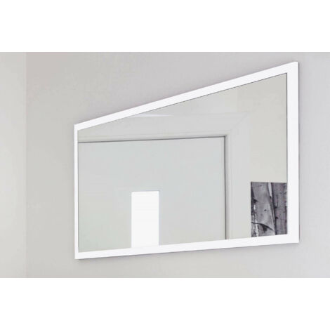 Dmora Miroir mural avec cadre, Made in Italy, Miroir de salle de bain, 120x2h60 cm, couleur blanc brillant, avec emballage renforcé (1/5)