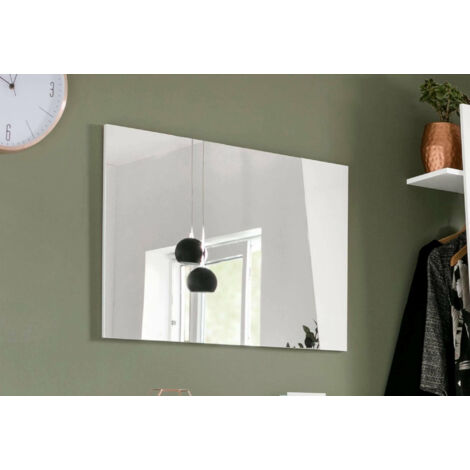 Dmora Miroir mural linéaire, Made in Italy, Miroir de salle de bain, 80x2h60 cm, couleur blanc brillant, avec emballage renforcé (1/3)