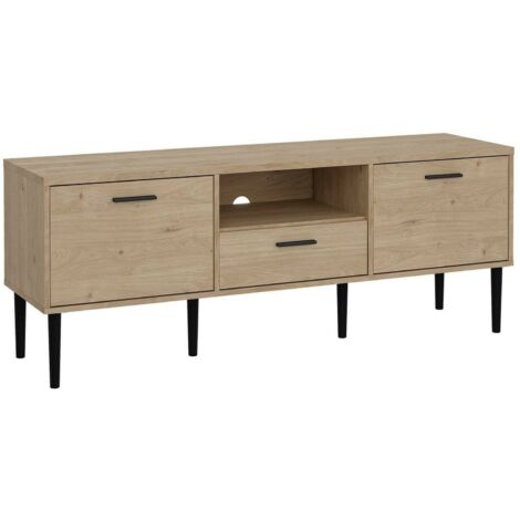 Meuble TV Elie, 2 Étagères, un Tiroir, 39.8x147.2x56.8h cm Chêne Marron (1/5)