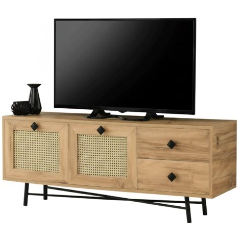 Meuble TV Dmora Pegasus, Chêne, 110x30x40 Cm - Armoire Basse Murale équipée, étagères, Pour Salon Contemporain