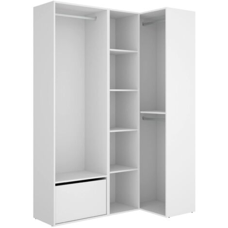 Dmora – Armoire penderie 8 étagères 144,5x84,5x205 cm – Panneau mélaminé résistant – Compartiments intérieurs et barres d'accrochage - 5x205h (1/5)