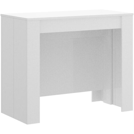 Dmora - Table extensible Cognolo, Table à manger polyvalente, Console extensible à plusieurs positions avec support d'extension inclus, 54/239x90h77 cm, Blanc, avec emballage renforcé (1/5)