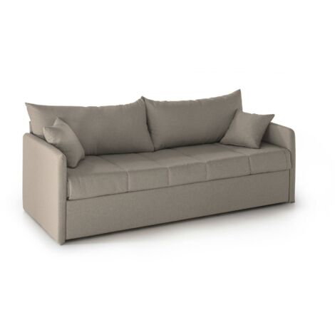 Dmora – Canapé-lit 3 places convertible déhoussable et lavable – Dimensions 86x205 cm – Couleur noir taupe – Design moderne pour petits espaces (1/5)