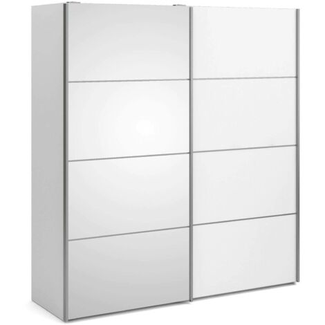 Armoire 2 Portes Angri, Chambre à Coucher, Porte-Vêtements, 5 Étagères, 64x201,5h cm Blanc (1/5)