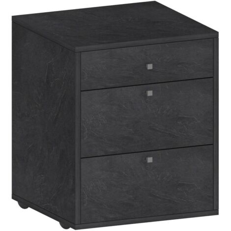 Dmora - Commode Ddariv, Commode de chambre à coucher, Commode avec 3 tiroirs, 47x45h61 cm, Ardoise (1/5)