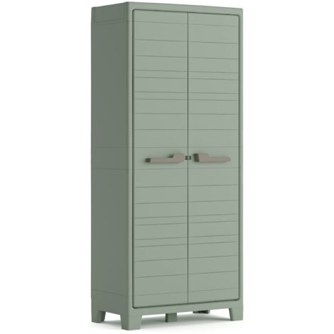 Dmora – Armoire de jardin 8 étagères – 2 portes – Dimensions 44x80x182 cm – Fabriquée en Italie – Couleur gris