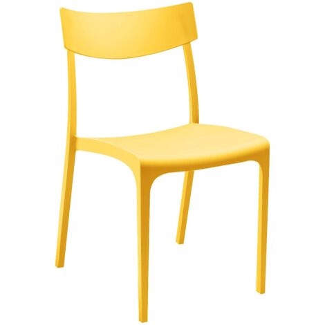 Chaise d'Extérieur Lupia, chaise empilable Made in Italy, jaune (1/3)