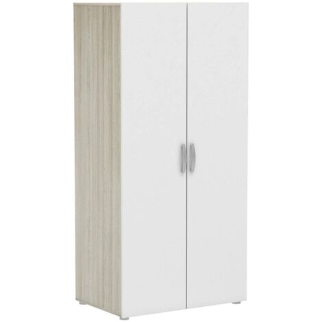 Dmora – Armoire 2 portes Barge – Penderie moderne avec 1 étagère réglable – Dimensions 51.6x79.4x165.5 cm – Panneau mélaminé chêne brun (1/5)