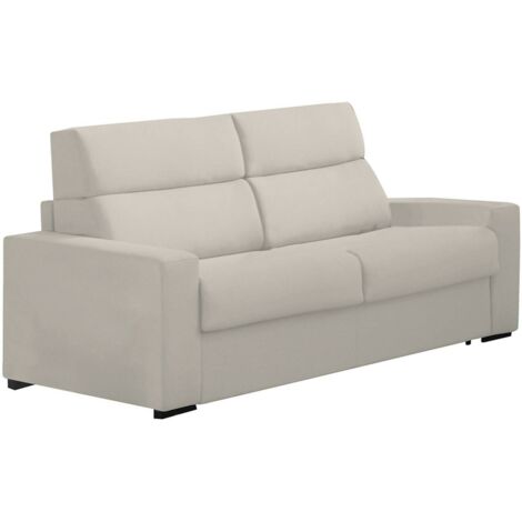 Canapé fixe 2 places lit, déhoussable, hydrofuge, fabriqué en Italie, 95x200x100h cm beige (1/5)