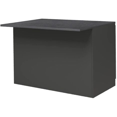 Dmora – Îlot de cuisine Daffaticat 125x90x90 cm – Meuble en mélamine avec 2 portes battantes – Anthracite et ardoise – Fabrication italienne - 125x90h90 (1/5)