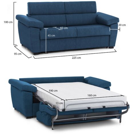 DIVANO CONTENITORE A LETTO BIANCO IN ECOPELLE - 3 POSTI - RECLINABILE