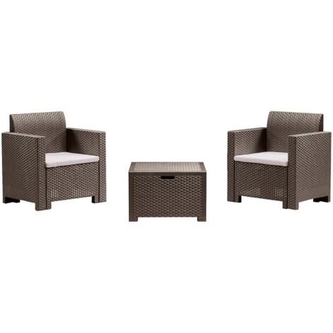 Ensemble Salon de Jardin Apis, Salon Extérieur 2 Places Imperméable Made in Italy, Gris Taupe (1/3)