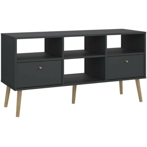 Meuble TV Conte, 2 tiroirs, 4 étagères, 39.1x117.2x60.8h cm Gris (1/5)