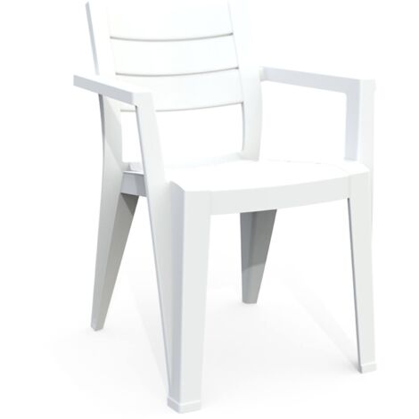 Chaise d'extérieur Courtenay, 6 chaises, empilables, blanc (1/5)