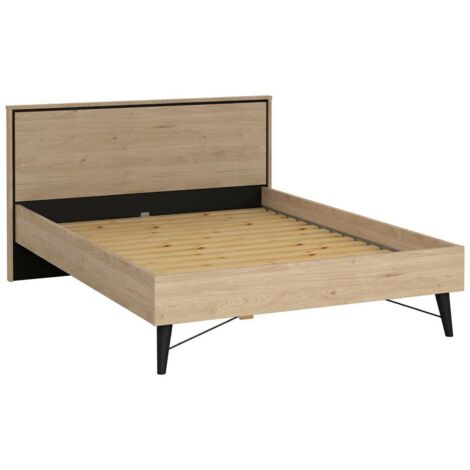 Lit une place et demie Elida, Matelas 150x200 cm, Sommiers inclus, Chêne brun (1/5)
