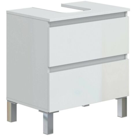 Dmora – Meuble sous vasque simple 60x40x63,5 cm – Panneau mélaminé imperméable – 2 tiroirs non extractibles – Design moderne et fonctionnel (1/5)