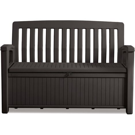 Banc de rangement extérieur Goderich, dossier, imperméable, 61.2x132.7x89h cm Noir Anthracite (1/5)