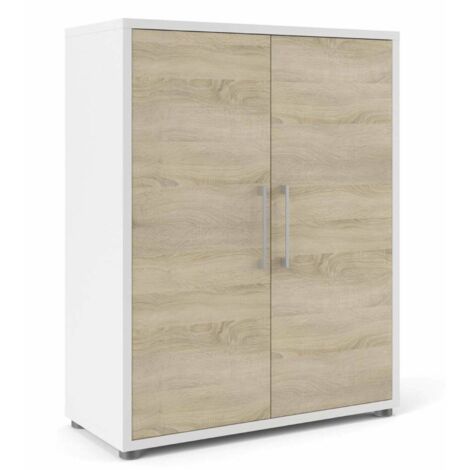 Buffet Varsovie, Commode 2 Étagères, 2 Portes, 40x89x113h cm Blanc (1/3)