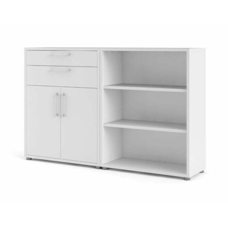 Crédence Albinea, Buffet 3 Étagères, 2 Tiroirs, 40x178x113h cm Blanc (1/3)