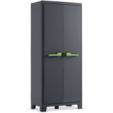 Armoire Extérieure Markham, Meuble de Jardin 4 Étagères, Résistant UV Imperméable Made in Italy, 44x80x182h cm Gris (1/4)