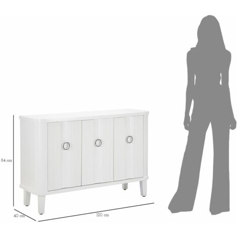 Buffet Lewis, Commode 2 Étages, 4 Compartiments, 40x120x84h cm Blanc
