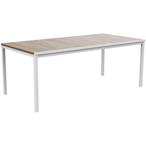 Table d'Extérieur Sarnia, 8 Places, Résistant aux UV, Polyvalent, Gain de Place, 95x200x75h cm Blanc (1/5)