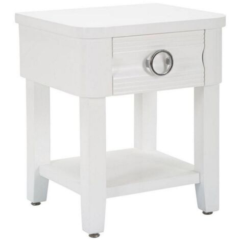 Table basse Guru, un tiroir, porte-revues, 40x45x54h cm Blanc (1/5)