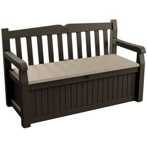 Banquette d'extérieur Chestermere, Dossier, Étanche, 60x140x84h cm, Marron (1/5)