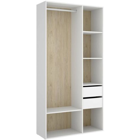 Dmora – Armoire chambre 4 étagères 98x45x205 cm – Panneau mélaminé résistant aux chocs – Design moderne pour rangement élégant - 45x205h (1/4)