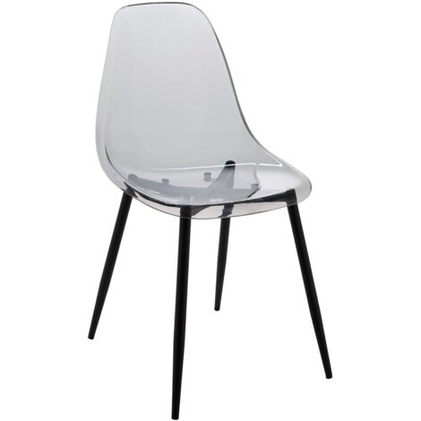 Dmora – Chaise de salle à manger ergonomique en PET – Structure métallique – Dimensions 53x46x81 cm – Couleur fumé – Pour bureaux et salles de réunion - 53x46h81 (1/5)