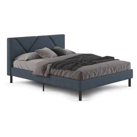 Lit demi-carré Zeffirio, Sommier pour chambre, Literie par chambre, Support de matelas, Adapté à un matelas de 120x190 cm, Bleu (1/5)