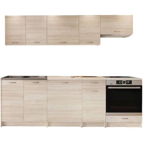 Cuisine complète Camerino, Ensemble compact et fonctionnel avec portes et tiroir, Chêne (1/5)