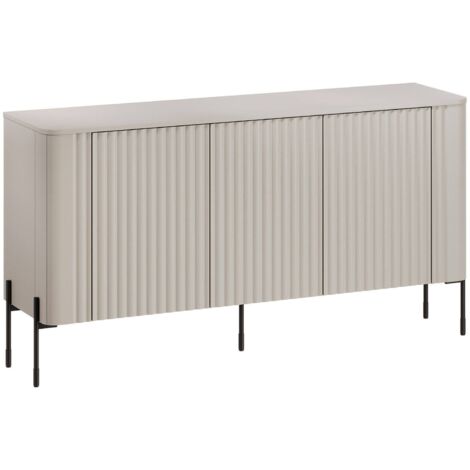 Buffet Susegana, buffet de salon à trois portes battantes, surélevé, 150 x 40 x 80 cm, beige (1/4)
