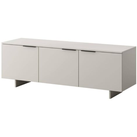 Meuble TV Matenano, buffet de salon à trois portes battantes, surélevé du sol, 150x42 h55 cm, beige (1/4)