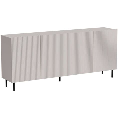 Buffet Corana, buffet de salon à quatre portes battantes, surélevé, 200 x 42 x 82 cm, beige (1/4)
