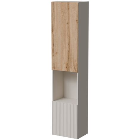 Vitrine Azère, Meuble Exposant 4 Étagères, 5 Compartiments, 29,8x39,9x180h cm Beige (1/5)