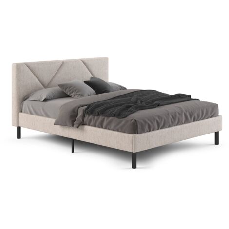 Lit demi-carré Hemera, Sommier pour chambre, Literie par chambre, Support de matelas, Adapté à un matelas de 120x190 cm, Beige (1/5)