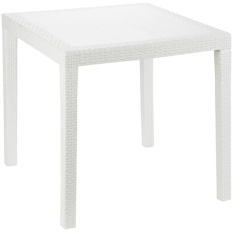 Table d'extérieur Angelico, 4 places, imperméable hydrofuge Made in Italy, 79x79x72h cm Blanc