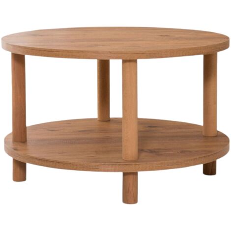 Table Basse Alhakim, Porte-revues, un Compartiment, 70x70x43,7h cm Chêne Marron (1/4)
