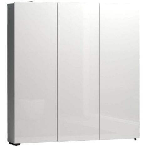 Dmora – Armoire multiusage grande 10 étagères – 3 portes battantes à fermeture amortie – Dimensions 110x19x115 cm – Panneau mélaminé blanc brillant - 19x115h