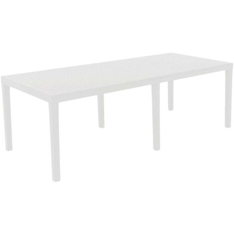 Table d'extérieur Arabesch, 10 places, mécanisme d'extension centrale, fabriqué en Italie, 90x220x72h cm blanc