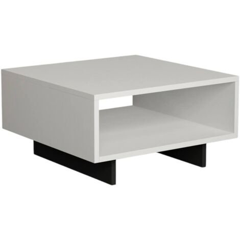 Table Basse Sondalo, un Compartiment, Forme Rectangulaire, 60x60x32h cm Blanc Anthracite (1/3)